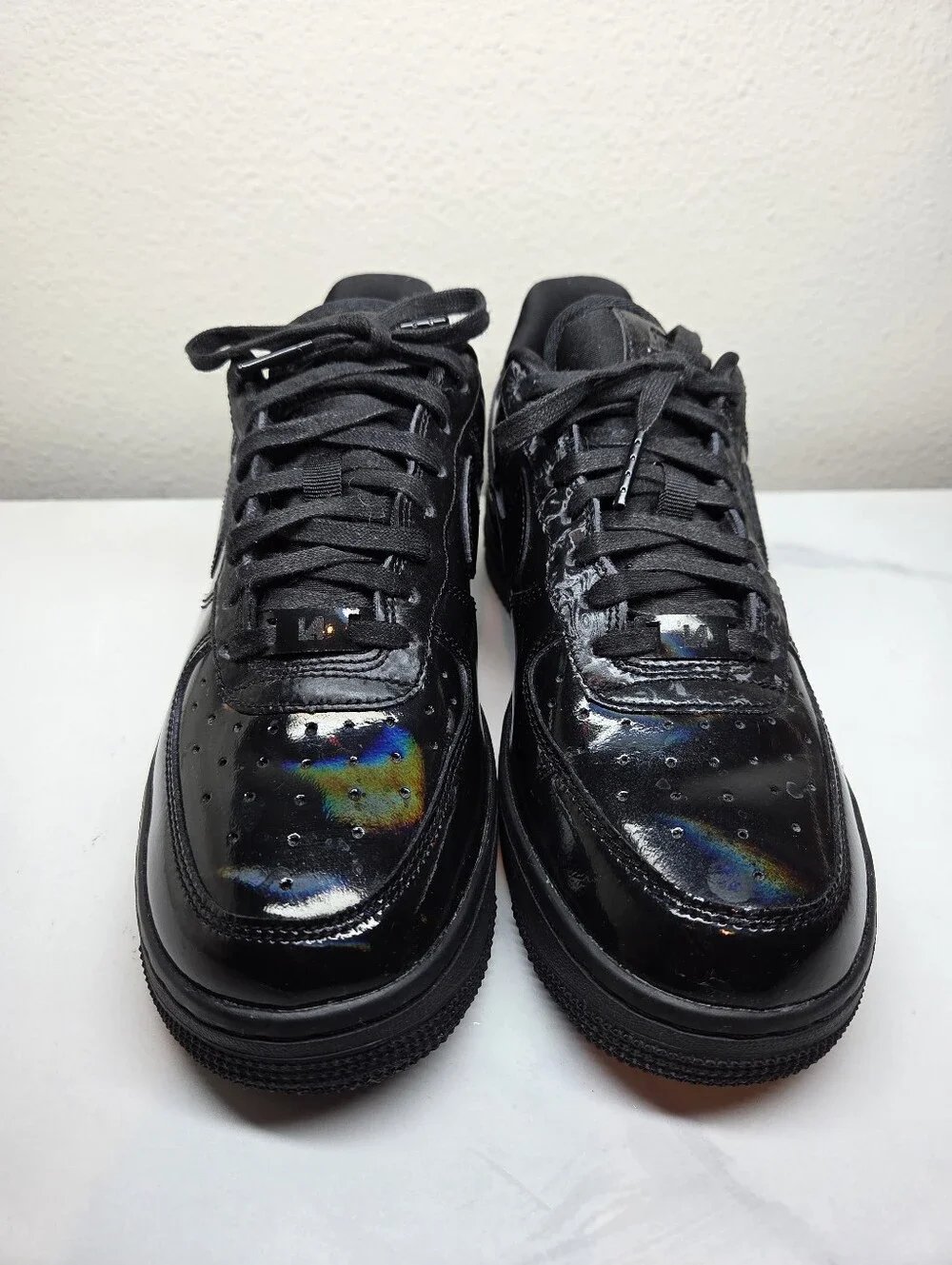 Nike Air Force 1 Low Black Patent Iridescent Holographic Shoes Women’s Size 6.5